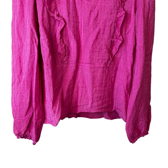 New Vero Moda Women's V Neck Ruffle Frill Top Hot Pink Size Small - Picture 5 of 11